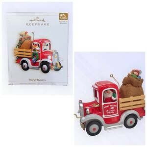 Hallmark Christmas Ornament Talking Magic Santa Red Happy Haulers Truck